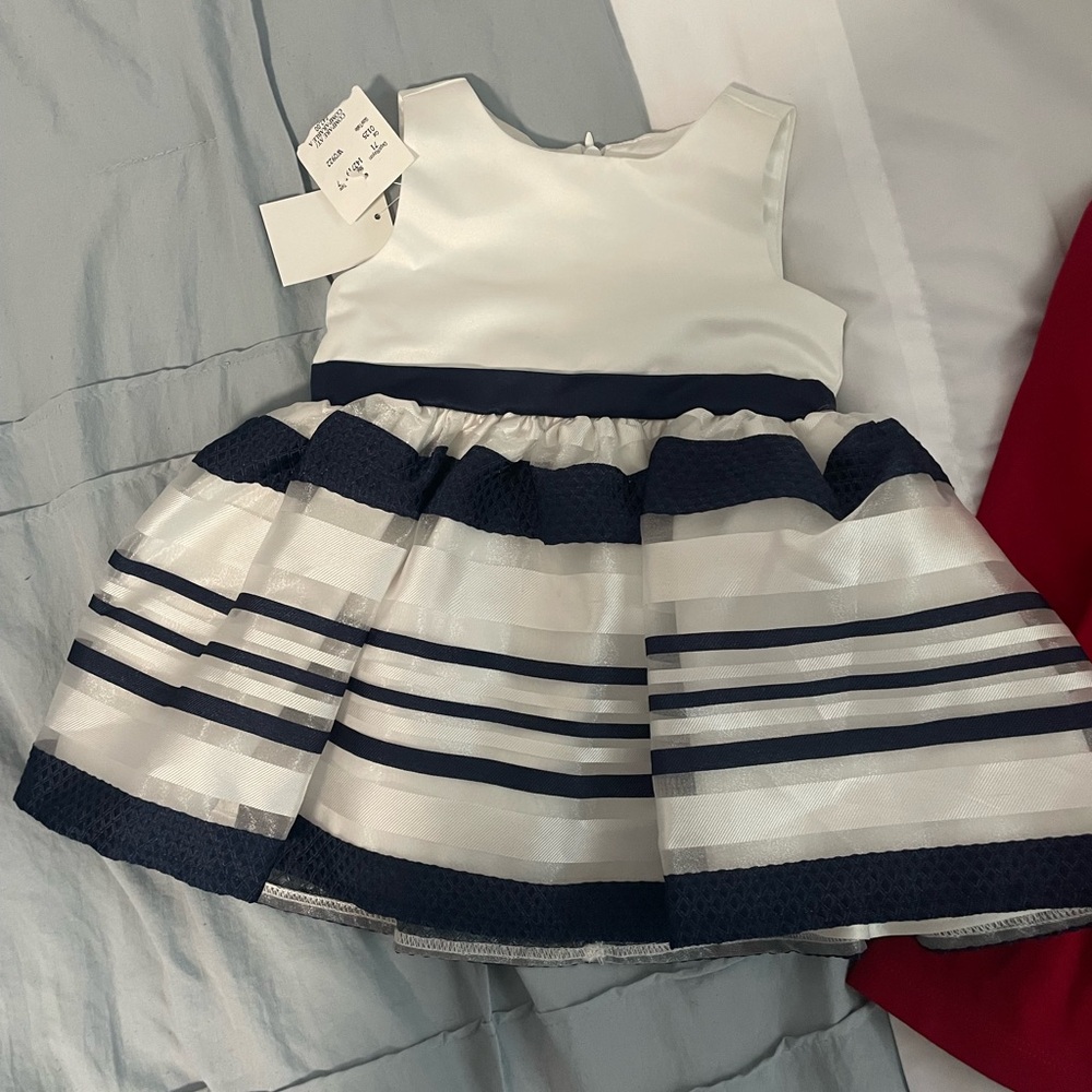 New with tags. Chic Striped Kids Dress in Navy and White